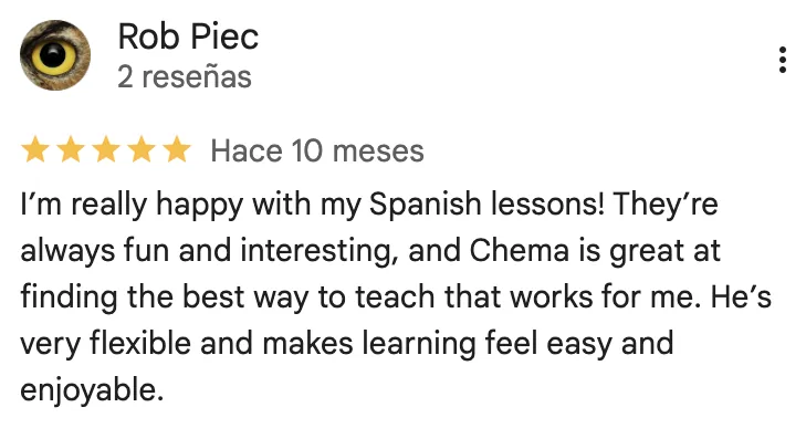 Google review of Chema