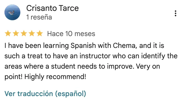 Google review of Chema