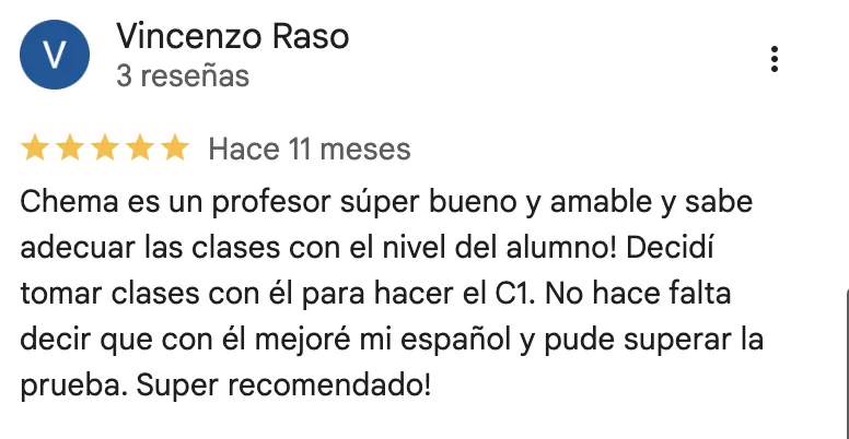 Google review of Chema