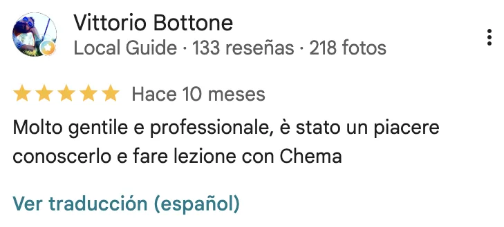 Google review of Chema